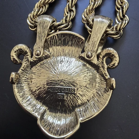 Heidi Daus Gold and Pink Statement Necklace, Earring, Bracelet Set - Picture 12 of 13